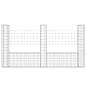 Preview: Gabionenkorb U-Form mit 3 Säulen Eisen 260x20x150 cm