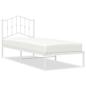 Preview: Metallbett ohne Matratze mit Kopfteil Weiß 75x190 cm