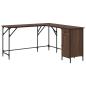 Preview: Schreibtisch Braun Eichen-Optik 141x141x75 cm Holzwerkstoff