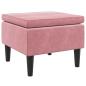 Preview: Hocker mit Holzbeinen Rosa Samt
