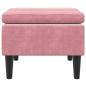 Preview: Hocker mit Holzbeinen Rosa Samt