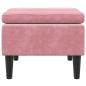 Preview: Hocker mit Holzbeinen Rosa Samt