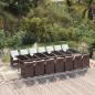 Preview: ARDEBO.de - 15-tlg. Garten-Essgruppe mit Kissen Poly Rattan Braun