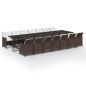 Preview: 15-tlg. Garten-Essgruppe mit Kissen Poly Rattan Braun