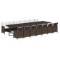 Preview: 15-tlg. Garten-Essgruppe mit Kissen Poly Rattan Braun