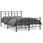 Preview: Bettgestell mit Kopf- und Fußteil Metall Schwarz 140x190 cm
