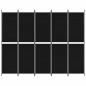 Preview: 5-tlg. Paravent Schwarz 250x200 cm Stoff
