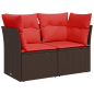 Preview: Garten-Sofa mit Kissen Braun 124 x 62 x 69 cm Poly Rattan