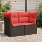 Preview: Garten-Sofa mit Kissen Braun 124 x 62 x 69 cm Poly Rattan