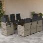 Preview: ARDEBO.de - 9-tlg. Garten-Essgruppe mit Kissen Hellgrau Poly Rattan