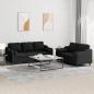 Preview: ARDEBO.de - 2-tlg. Sofagarnitur mit Kissen Schwarz Stoff