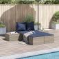 Preview: ARDEBO.de - Doppel-Sonnenliege mit Kissen Grau Poly Rattan
