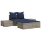 Preview: Doppel-Sonnenliege mit Kissen Grau Poly Rattan
