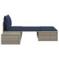 Preview: Doppel-Sonnenliege mit Kissen Grau Poly Rattan