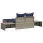 Preview: Doppel-Sonnenliege mit Kissen Grau Poly Rattan