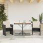 Preview: ARDEBO.de - 3-tlg. Bistro-Set mit Kissen Schwarz Poly Rattan