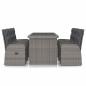 Preview: 7-tlg. Garten-Essgruppe mit Kissen Poly Rattan Grau