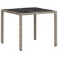 Preview: Gartentisch mit Glasplatte Hellgrau 90x90x75 cm Poly Rattan