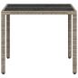 Preview: Gartentisch mit Glasplatte Hellgrau 90x90x75 cm Poly Rattan