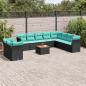 Preview: ARDEBO.de - 11-tlg. Garten-Sofagarnitur mit Kissen Schwarz Poly Rattan