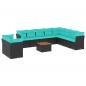 Preview: 11-tlg. Garten-Sofagarnitur mit Kissen Schwarz Poly Rattan