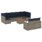 Preview: 10-tlg. Garten-Sofagarnitur mit Kissen Grau Poly Rattan