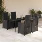 Preview: ARDEBO.de - 5-tlg. Garten-Essgruppe mit Kissen Schwarz Poly Rattan