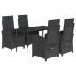 Preview: 5-tlg. Garten-Essgruppe mit Kissen Schwarz Poly Rattan