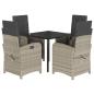 Preview: 5-tlg. Garten-Essgruppe mit Kissen Hellgrau Poly Rattan