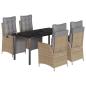 Preview: 5-tlg. Garten-Essgruppe mit Kissen Beigemischung Poly Rattan