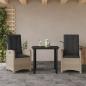 Preview: ARDEBO.de - 3-tlg. Garten-Essgruppe mit Kissen Hellgrau Poly Rattan