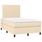 Preview: Boxspringbett mit Matratze & LED Creme 120x190 cm Stoff