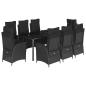 Preview: 9-tlg. Garten-Essgruppe mit Kissen Schwarz Poly Rattan