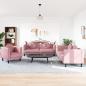 Preview: ARDEBO.de - 3-tlg. Sofagarnitur mit Kissen Rosa Samt