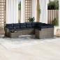 Preview: ARDEBO.de - 10-tlg. Garten-Sofagarnitur mit Kissen Grau Poly Rattan