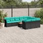 Preview: ARDEBO.de - 11-tlg. Garten-Sofagarnitur mit Kissen Schwarz Poly Rattan