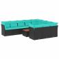 Preview: 11-tlg. Garten-Sofagarnitur mit Kissen Schwarz Poly Rattan