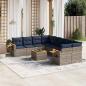 Preview: ARDEBO.de - 9-tlg. Garten-Sofagarnitur mit Kissen Grau Poly Rattan