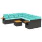 Preview: 9-tlg. Garten-Sofagarnitur mit Kissen Schwarz Poly Rattan