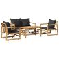 Preview: 4-tlg. Garten-Lounge-Set mit Auflagen Bambus