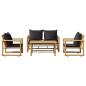 Preview: 4-tlg. Garten-Lounge-Set mit Auflagen Bambus