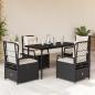 Preview: ARDEBO.de - 5-tlg. Garten-Essgruppe mit Kissen Schwarz Poly Rattan