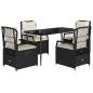 Preview: 5-tlg. Garten-Essgruppe mit Kissen Schwarz Poly Rattan