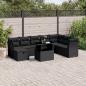 Preview: ARDEBO.de - 9-tlg. Garten-Sofagarnitur mit Kissen Schwarz Poly Rattan