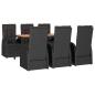 Preview: 7-tlg. Garten-Essgruppe mit Kissen Schwarz Poly Rattan