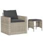 Preview: 4-tlg. Garten-Sofagarnitur mit Kissen Hellgrau Poly Rattan