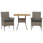 Preview: 3-tlg. Garten-Essgruppe mit Kissen Grau Poly Rattan Akazie