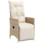 Preview: Gartensessel mit Kissen 2 Stk. Verstellbar Beige Poly Rattan