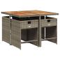 Preview: 5-tlg. Garten-Essgruppe mit Kissen Grau Poly Rattan