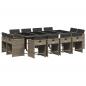 Preview: 13-tlg. Garten-Essgruppe mit Kissen Grau Poly Rattan
